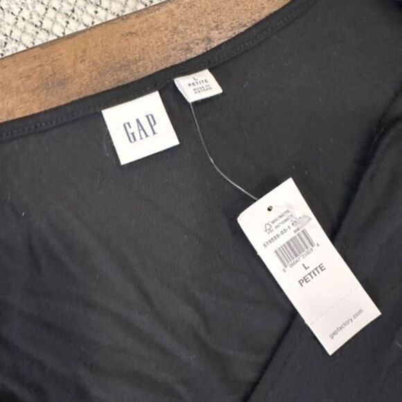 NWT Gap Tie Waisted Black Casual Dress Jersey Knit Size Large Stretch Minimalist - Picture 8 of 12